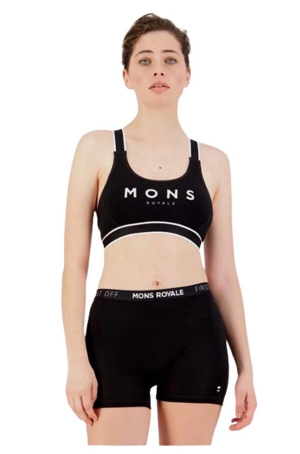 Mons Royale Stella X-Back Womens Bra - Logo Black - L