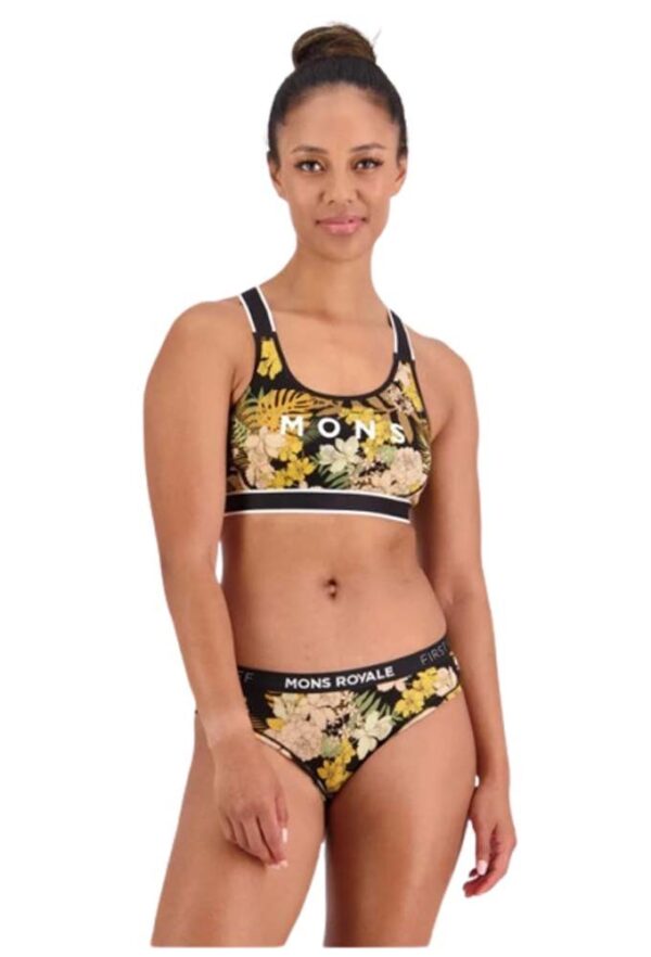 Mons Royale Stella X-Back Womens Bra - Logo Black - L