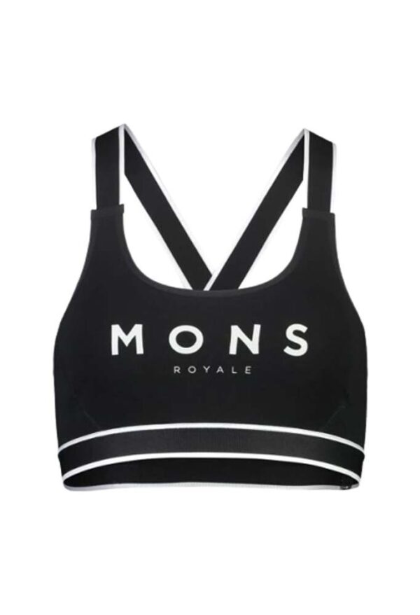 Mons Royale Stella X-Back Womens Bra - Logo Black - L