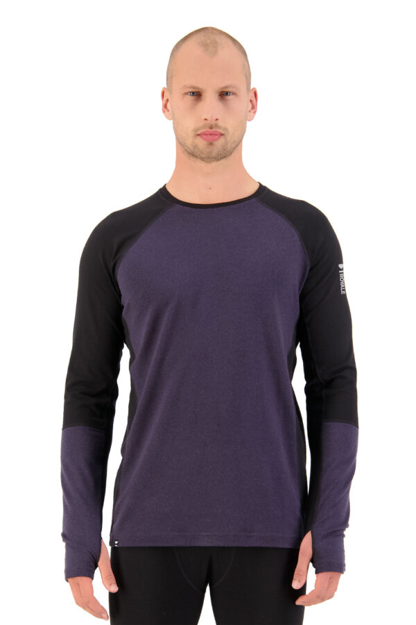 Mons Royale Olympus Mens Merino Long Sleeve Top - Black/9 Iron - L
