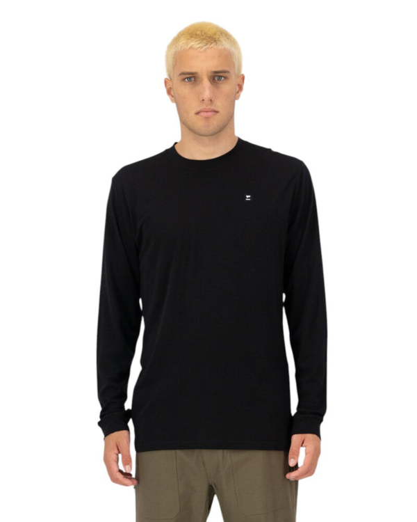 Mons Royale Icon Classic Mens Merino Long Sleeve T-Shirt - Black - L