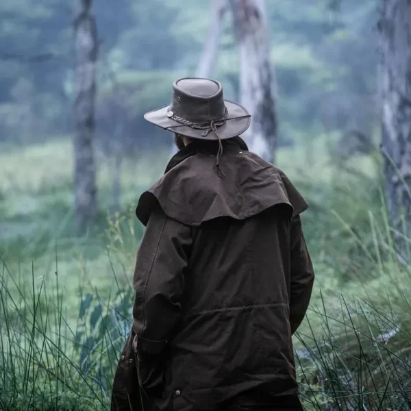 1062br Barmah Foldaway Oiled Leather Hat - Dark Brown - L