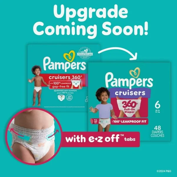Pampers Cruisers 360 Diapers, Sizes 4-7