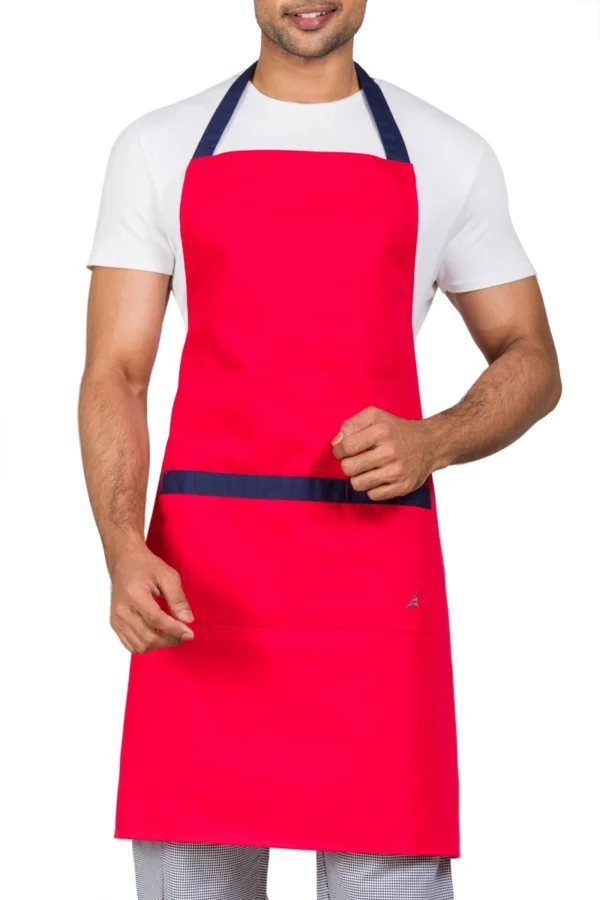 6800901432afc900e22ffc32_lg Red/Navy Kitchen Bib Apron With Pocket