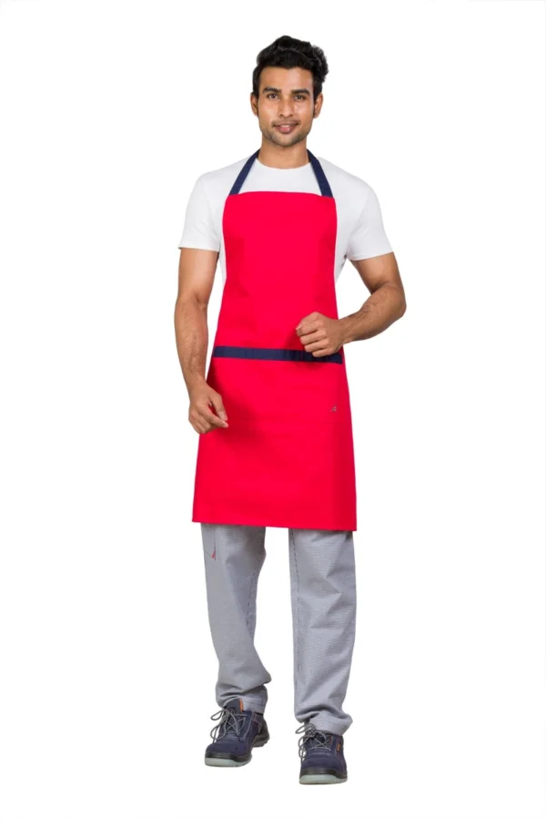 6800901432afc900e22ffd1a_lg Red/Navy Kitchen Bib Apron With Pocket