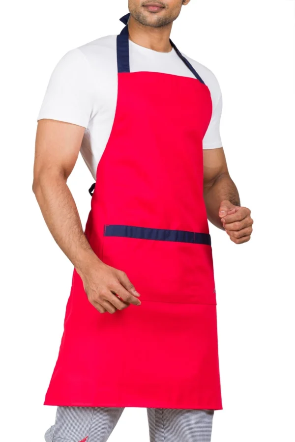 6800901432afc900e22ffd35_lg Red/Navy Kitchen Bib Apron With Pocket