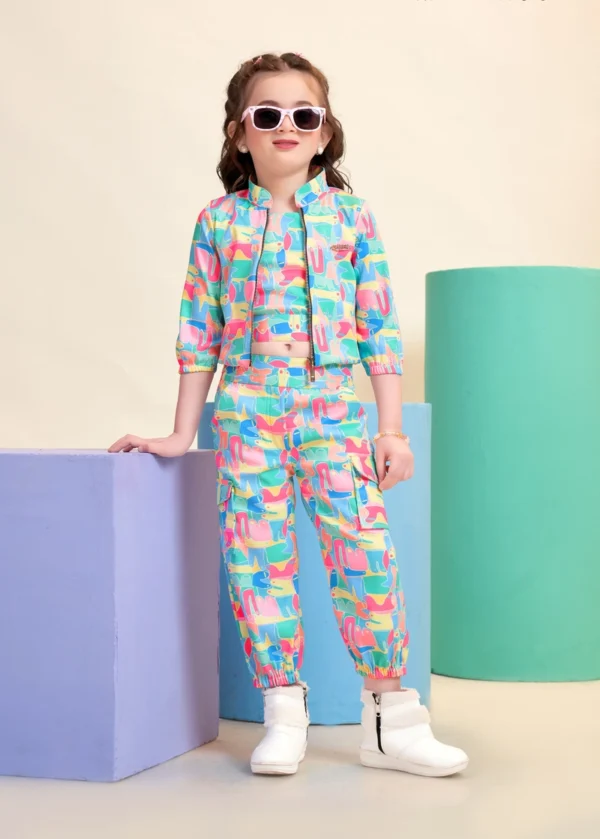 Stylish Multicolour Girls Cotton Casual Set