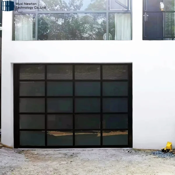 High Quality Frameless Automatic Garage Door With Glass Windproof Frosted Glass Overhead Garage Doors For Exterior Design