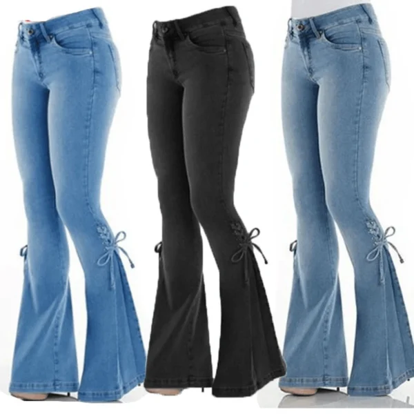 Ladies Jeans Mid-waisted Denim Trousers Stretch Jeans