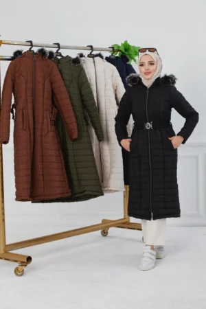 Quilted Long Coat Warm Stylish Outerwear