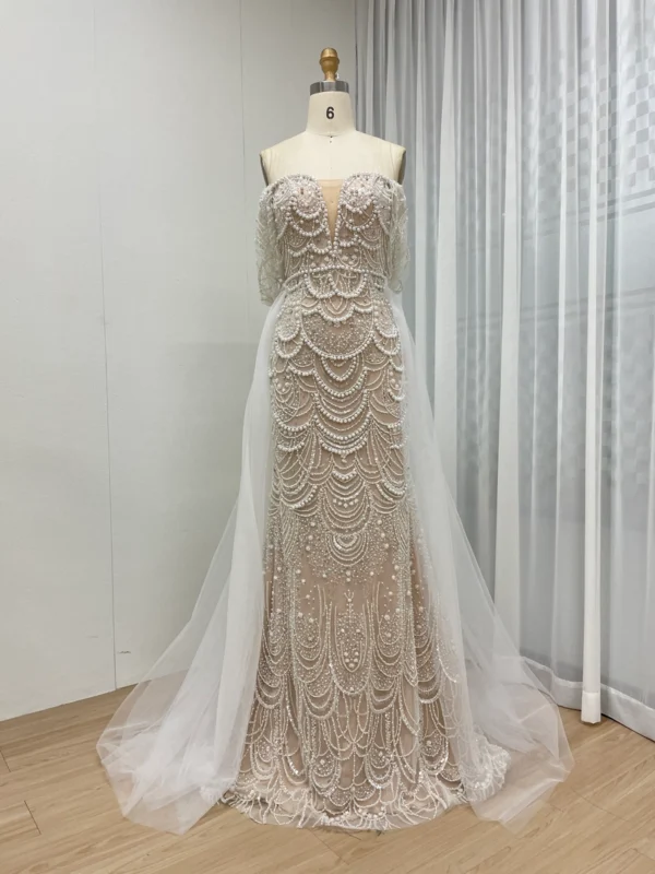 68b6da7edc0a94056d3410a9_lg Beaded Mermaid Gown With Off-the-Shoulder Detail And Detachable Train MY30068-2