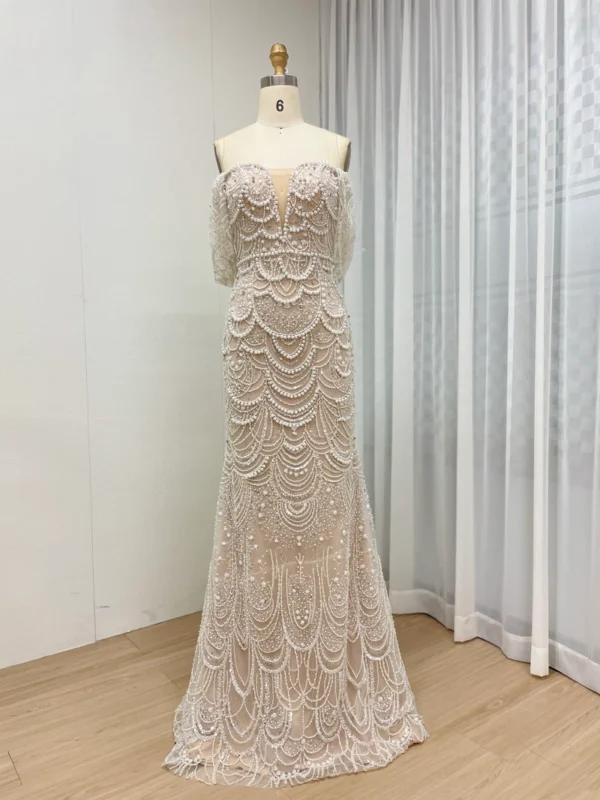 68b6da7edc0a94056d341143_lg Beaded Mermaid Gown With Off-the-Shoulder Detail And Detachable Train MY30068-2