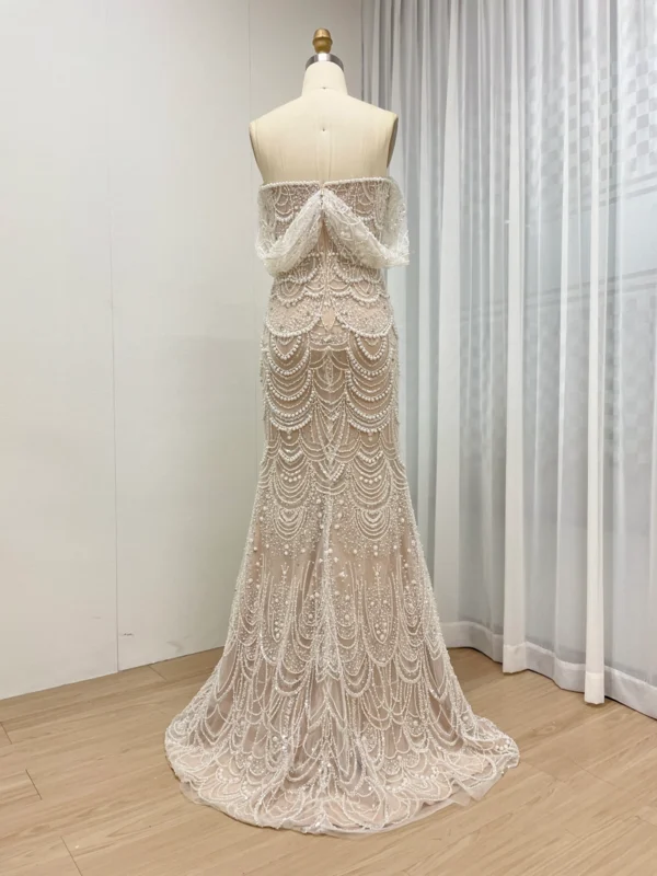 68b6da7fdc0a94056d3411e9_lg Beaded Mermaid Gown With Off-the-Shoulder Detail And Detachable Train MY30068-2