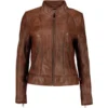 Women's Elba Waxed-Brown Leather Jacket