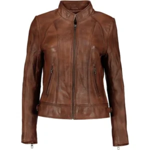 Women's Elba Waxed-Brown Leather Jacket