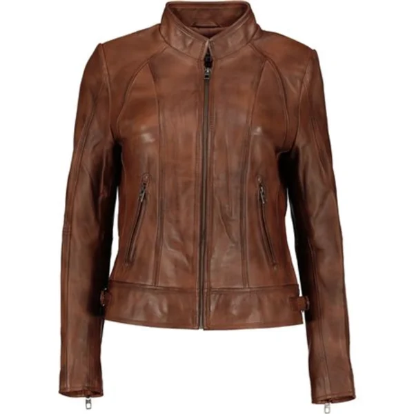 Women's Elba Waxed-Brown Leather Jacket