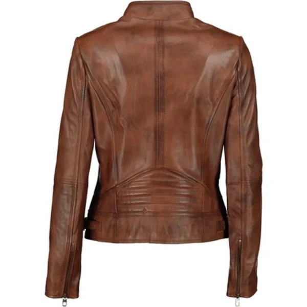 Women's Elba Waxed-Brown Leather Jacket