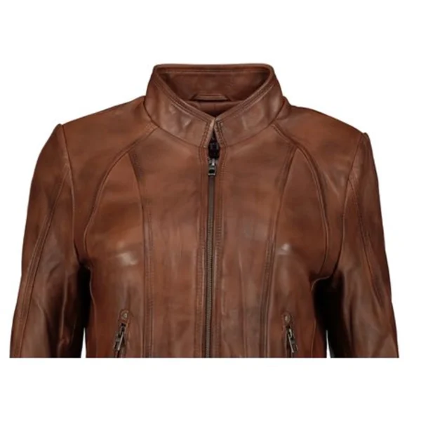 Women's Elba Waxed-Brown Leather Jacket