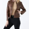 Women's Elba Waxed-Brown Leather Jacket