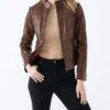 Women's Elba Waxed-Brown Leather Jacket