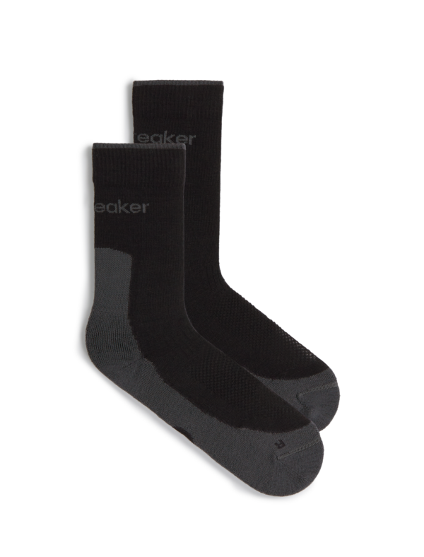Icebreaker Hike+ Light Mens Merino Crew Socks - Black/Obsidian - L