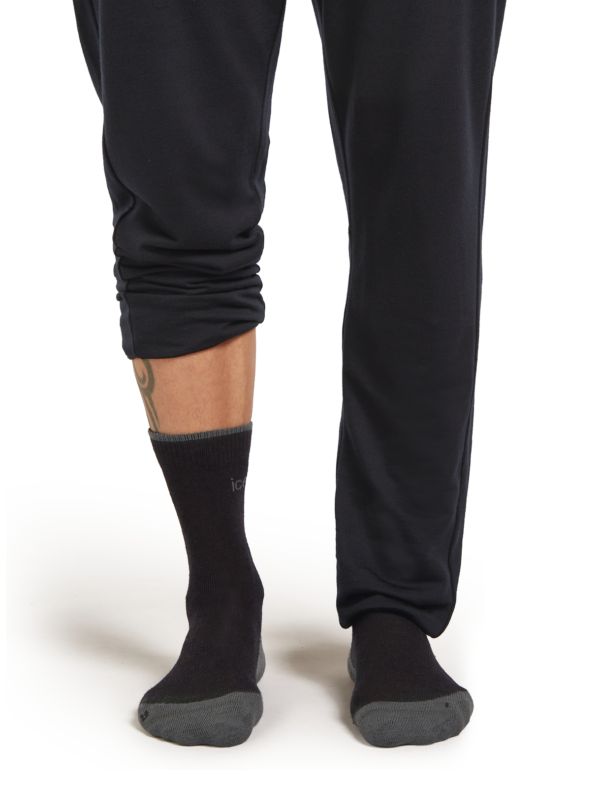 Icebreaker Hike+ Light Mens Merino Crew Socks - Black/Obsidian - L
