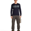 IB0A57BD401100L (5) Icebreaker 200 Oasis Mens Merino Long Sleeve Crewe T-Shirt - Elevation Line - Midnight Navy - L