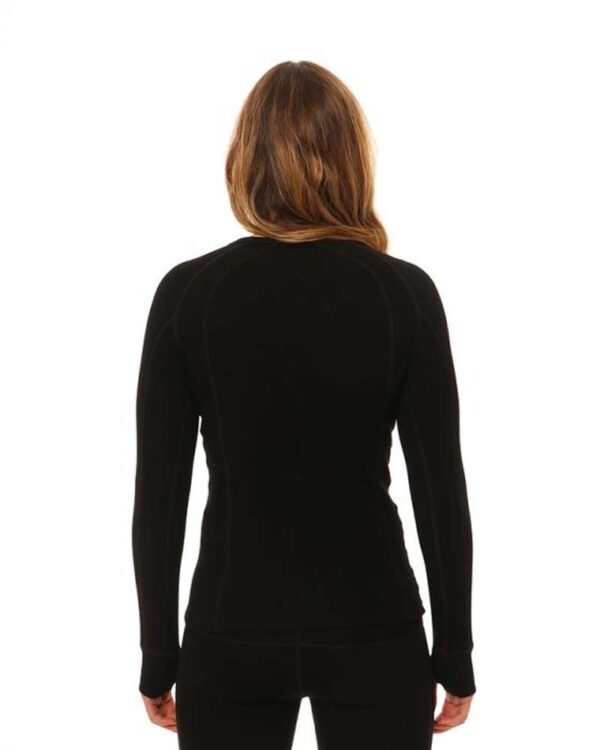 ML001-BLK-08 (2) XTM Merino Womens Crew Neck Base Thermal Top - Black - 8