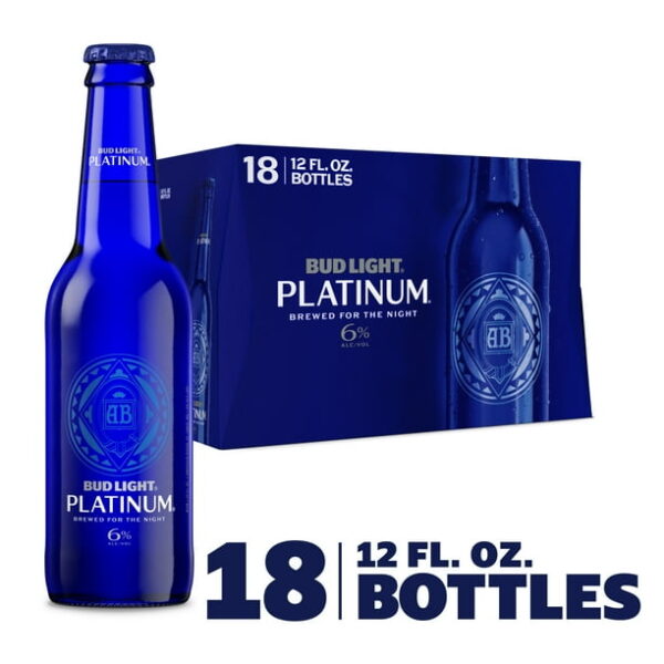 Bud Light Platinum American Lager Beer 18 Pack 12 fl oz Glass Bottles 6% ABV