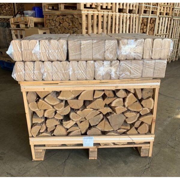 Kiln Dried OAK Logs Half Crate & 24 RUF Birch Hardwood Briquettes