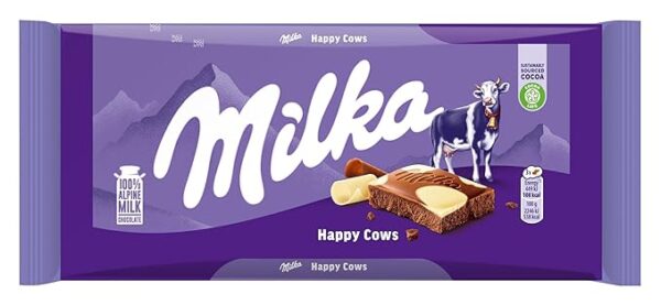 Milka Alpine Milk and White Chocolate, Happy Cow, 100g Milka Alpine Milk and White Chocolate, Happy Cow, 100g