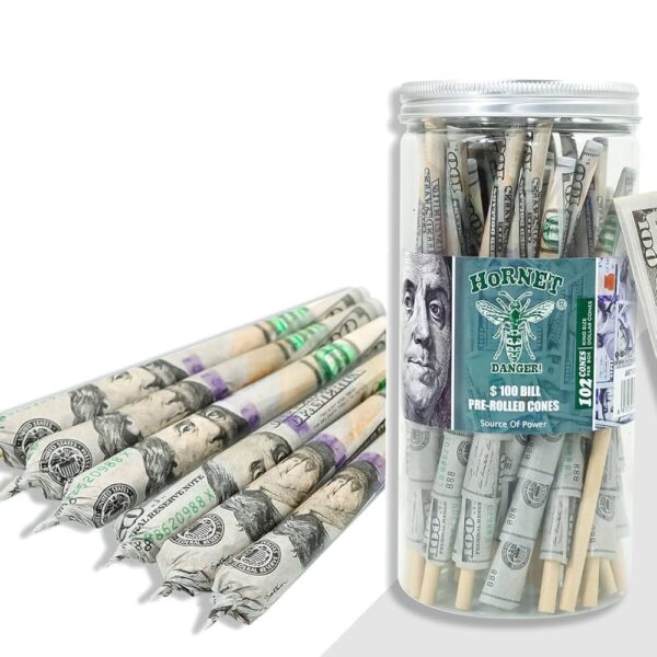 Dollar King Size Pre Rolled Cones | Jar of 102 Pieces Cigarette Rolling Papers Smoking | Paper Filter Tips