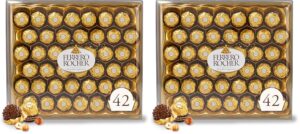 Ferrero Rocher Premium Gourmet Milk Chocolate Hazelnut, Individually Wrapped Candy for Gifting, 42 Count (Pack of 2)