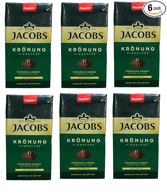 Jacobs Kronung Ground Coffee 500 Gram, 1.76 Ounce (Pack of 6)